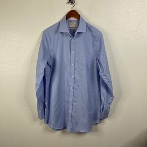 Hawes & Curtis Jermyn Street London Blue‎ Houndstooth Print Long Sleeve Shirt